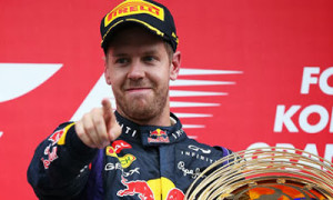 Sebastian Vettel winning F1 Grand Prix for the fourth time