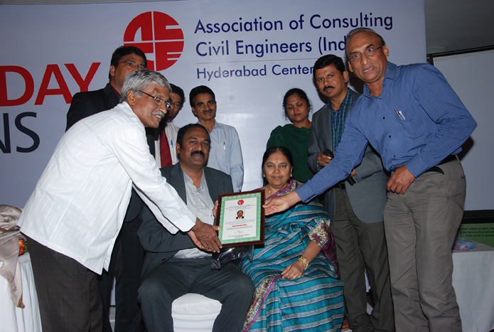 Mr.C Shekar Reddy National Credai president feliciated by ACCCE engioneers day celebrations