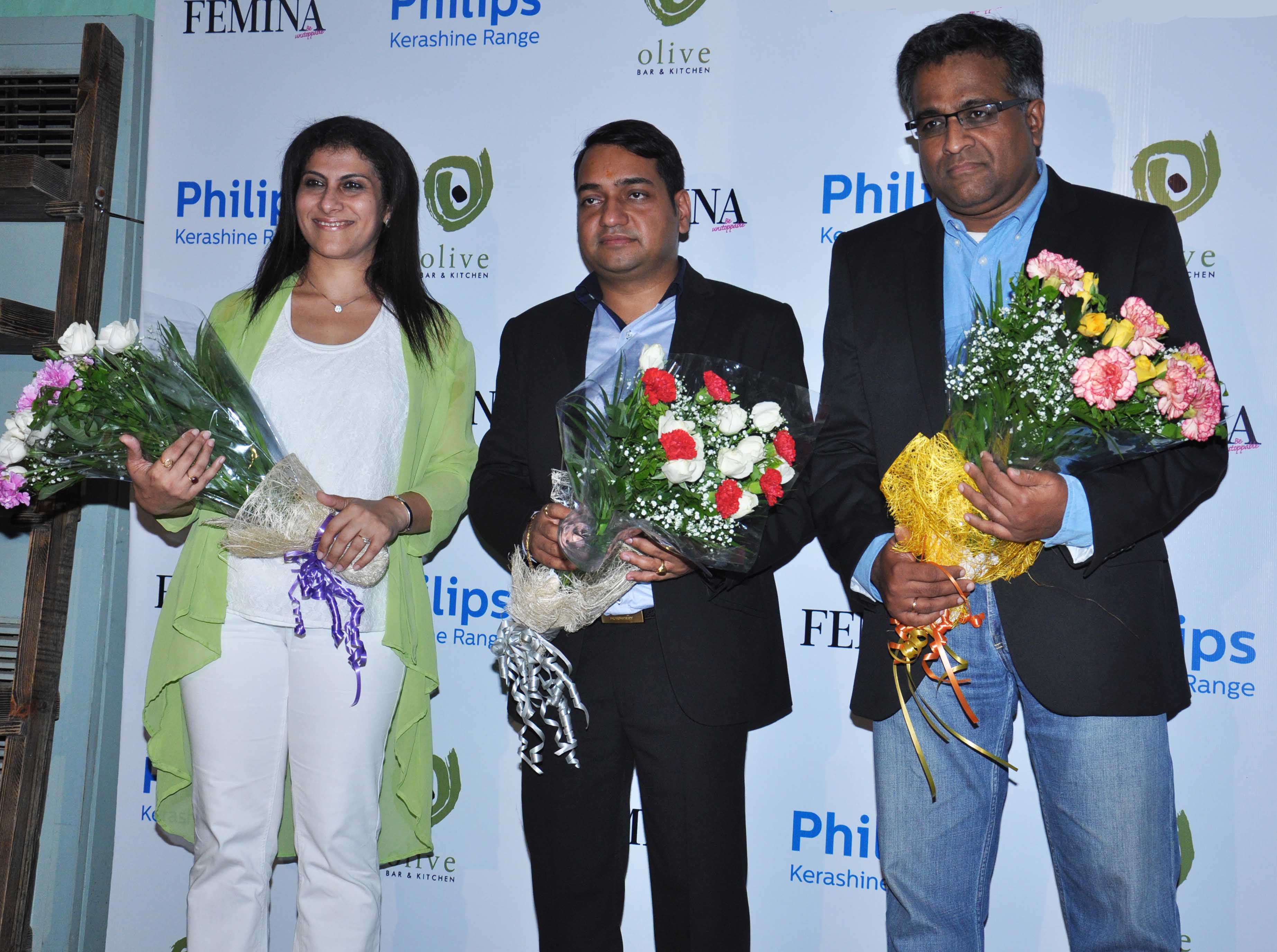 Mr. A D A Ratnam (President, Consumer Lifestyle, Philips India) with team at the cover launch of Feminaas 55th Anniversary issue at Guppy by Olive.