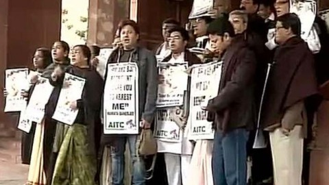 TMC MPs protest against Madan Mitra’s arrest by CBI in parliament