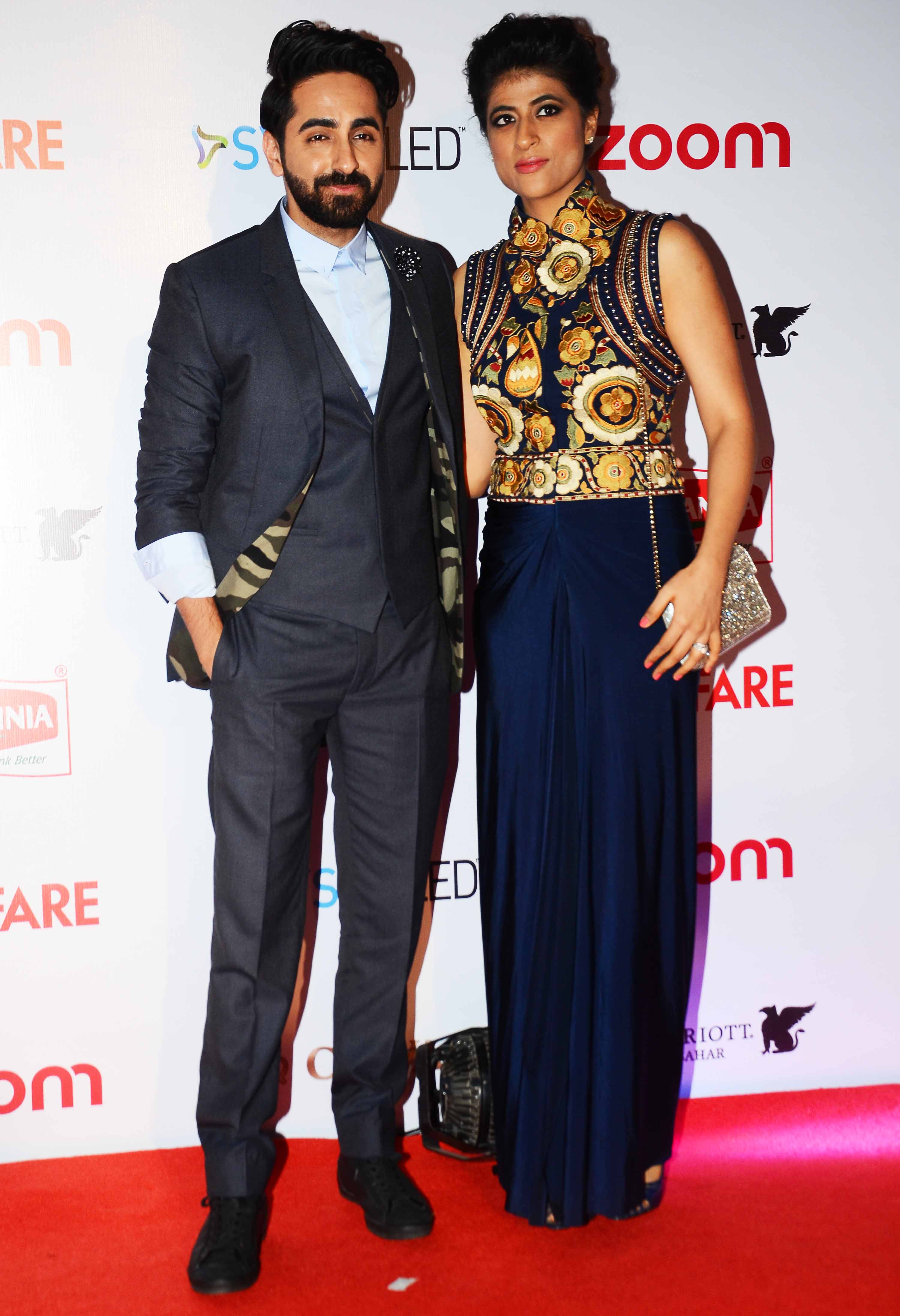 Ayushmann Khurrana with wife Tahira Kashyap at '61st Britannia Filmfare Awards 2015' Pre-Awards Party at JW Marriott Mumbai Sahar
