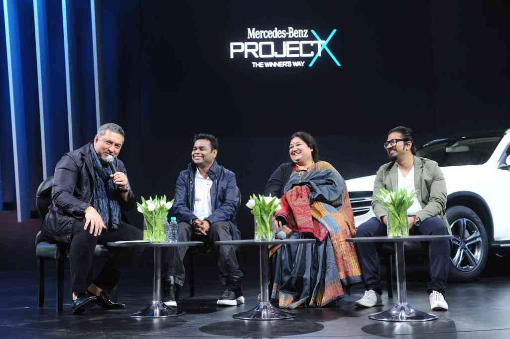 Launch of the song 'Winning' L-R Ranjit Barot, AR Rahman, Shubha Mudgal, Amit