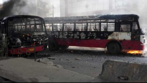 Cars, Buses vandalized in the Bengaluru riots over PF
