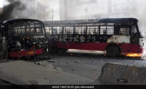 Cars, Buses vandalized in the Bengaluru riots over PF