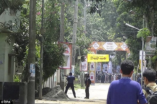 Police operations during the bomb attack near the Sholakia Eid in Solakia, Kishoregonj, Bangladesh