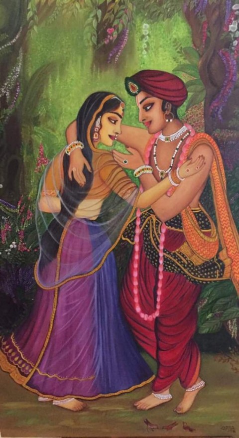 Painting exhibition showcased Mother Daughter ‘Devotion to Krishna’