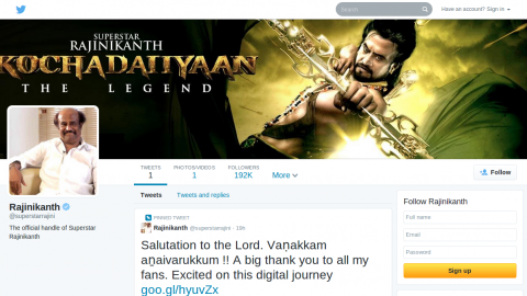 Rajinikanth joins Twitter in style