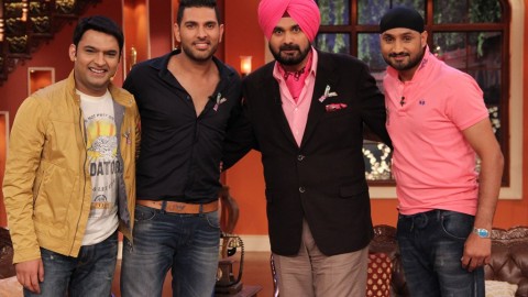 Yuvraj Singh and Harbhajan Singh at Comedy Nights with Kapil